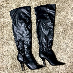 Black thigh high boots